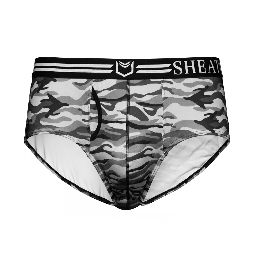 SHEATH Polyester Camo Men's Pouch American Brief (4 Pack)