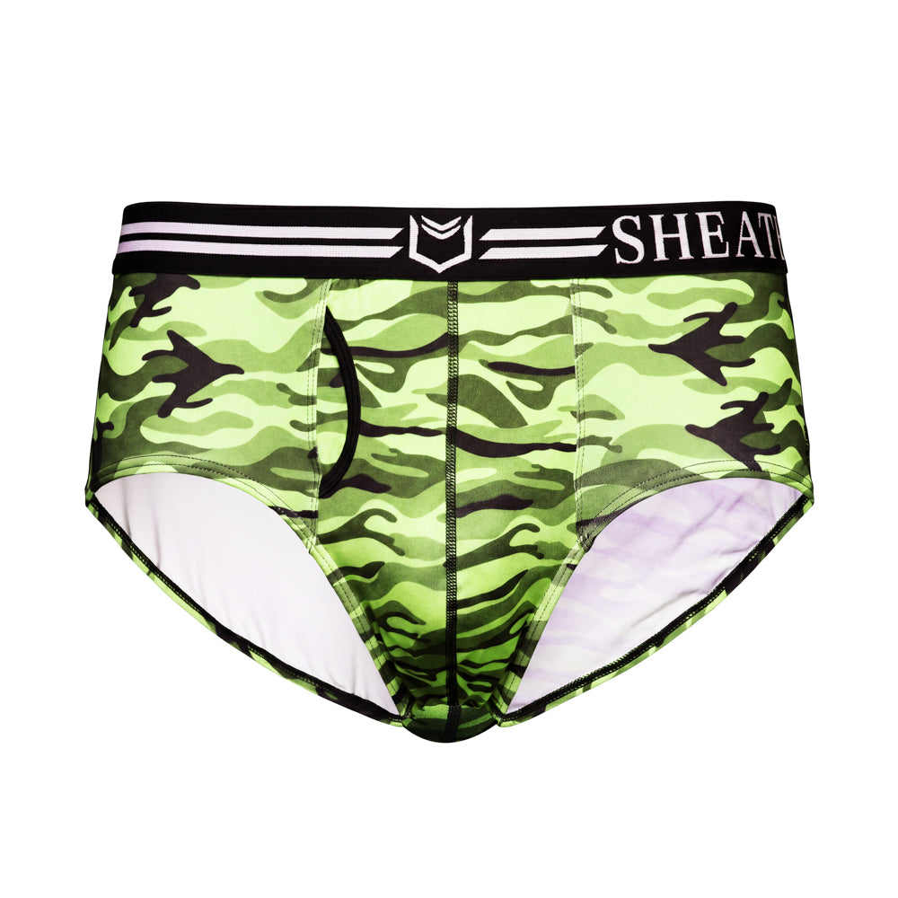 SHEATH Polyester Camo Men's Pouch American Brief (4 Pack)