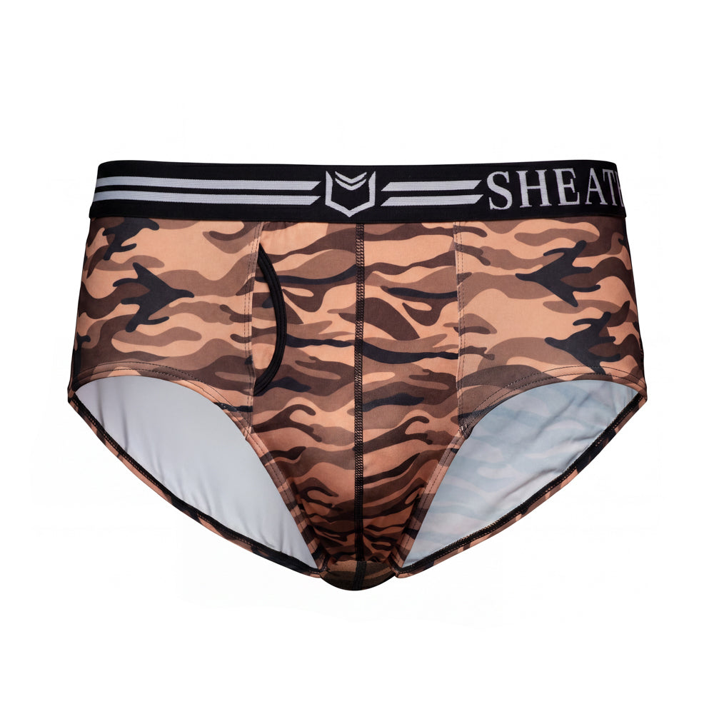 SHEATH Polyester Camo Men's Pouch American Brief (4 Pack)