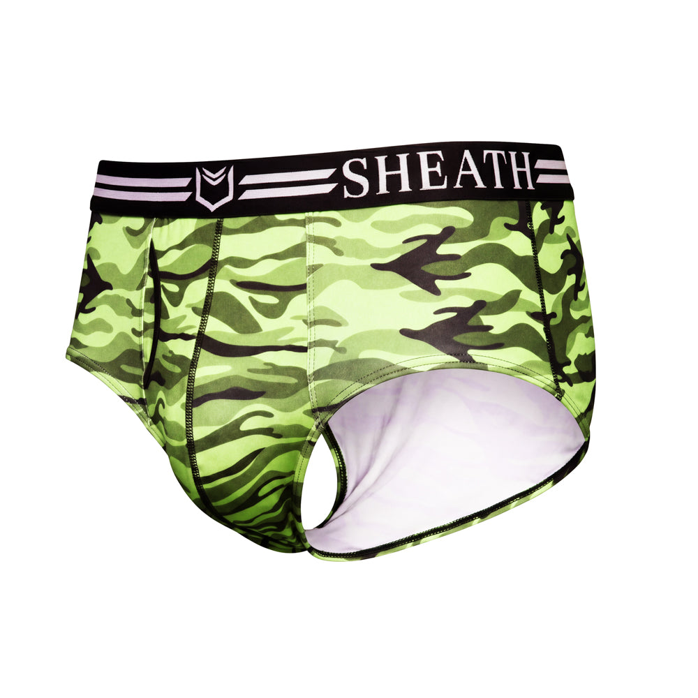 SHEATH Polyester Camo Men's Pouch American Brief (4 Pack)