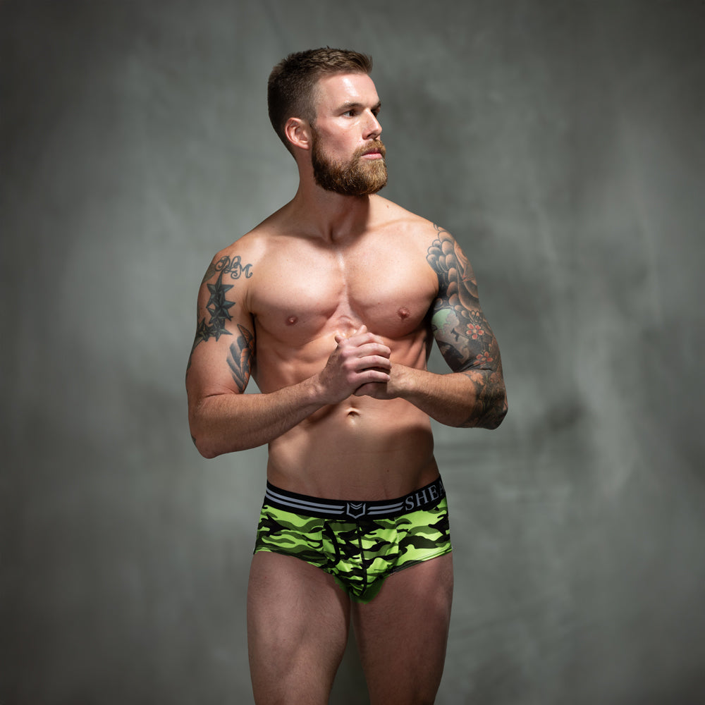 SHEATH Polyester Camo Men's Pouch American Brief (4 Pack)