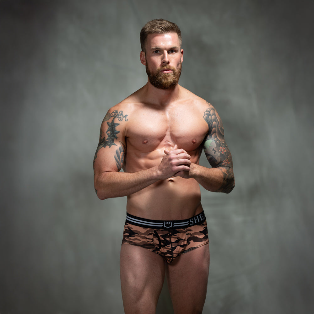 SHEATH Polyester Camo Men's Pouch American Brief (4 Pack)