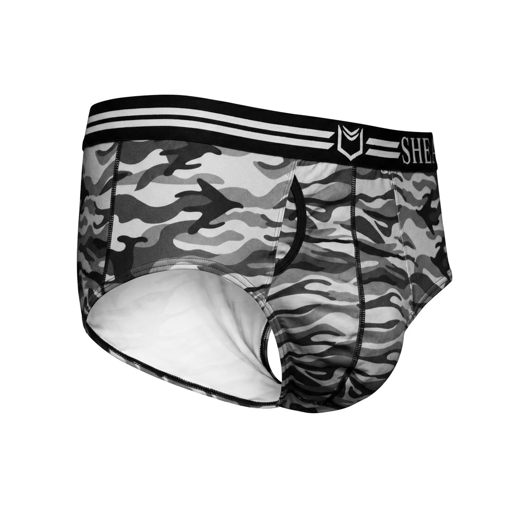 SHEATH Polyester Camo Men's Pouch American Brief (4 Pack)