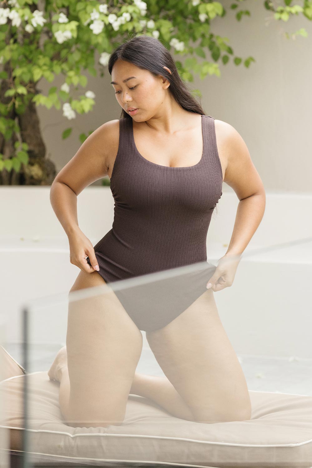 Sorrento Core Support One Piece Swim - Espresso Texture
