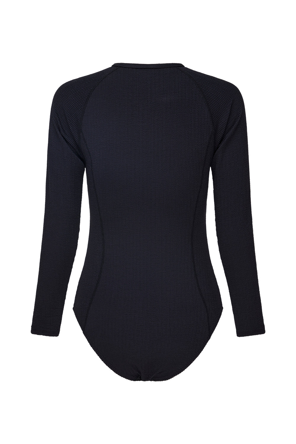 Surfers Long Sleeve Zip Up One Piece - Black Texture