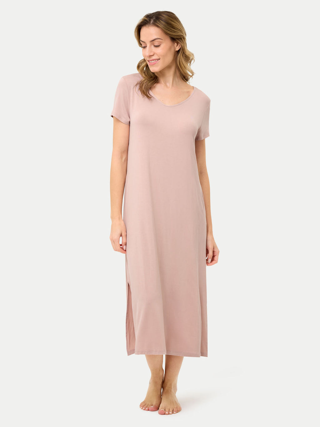 Short Sleeve Long Bamboo Sleepshirt