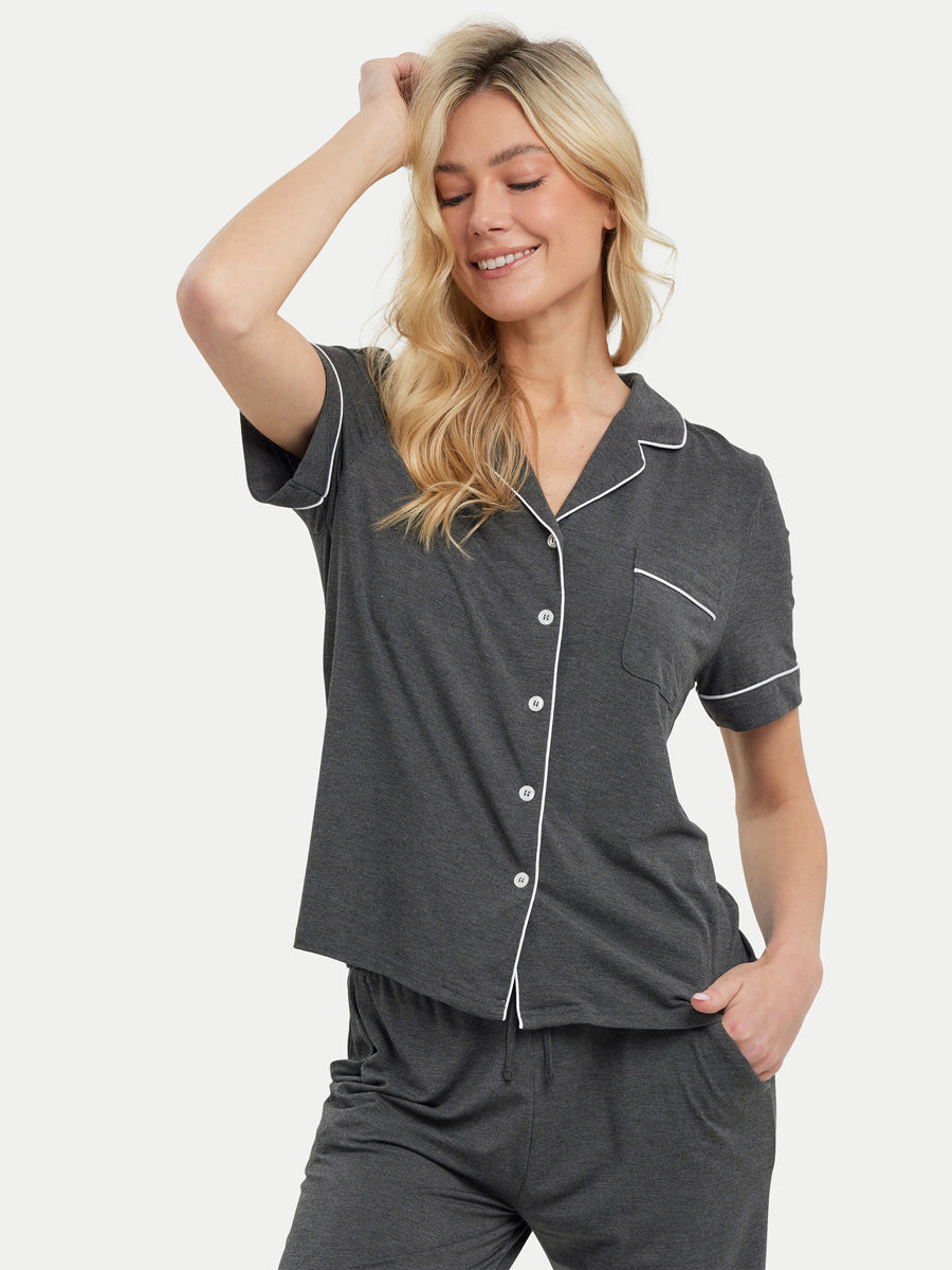 Short Sleeve Bamboo Pajama Set with Pants