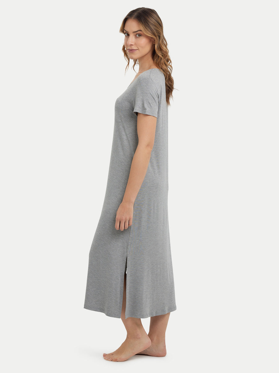 Short Sleeve Long Bamboo Sleepshirt