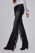 El Topo Fringe Bootcut Jeans in Black Wash