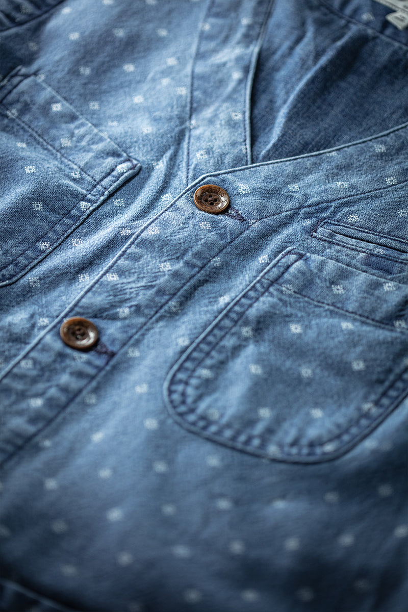 &SONS Drifter Indigo Pattern Waistcoat