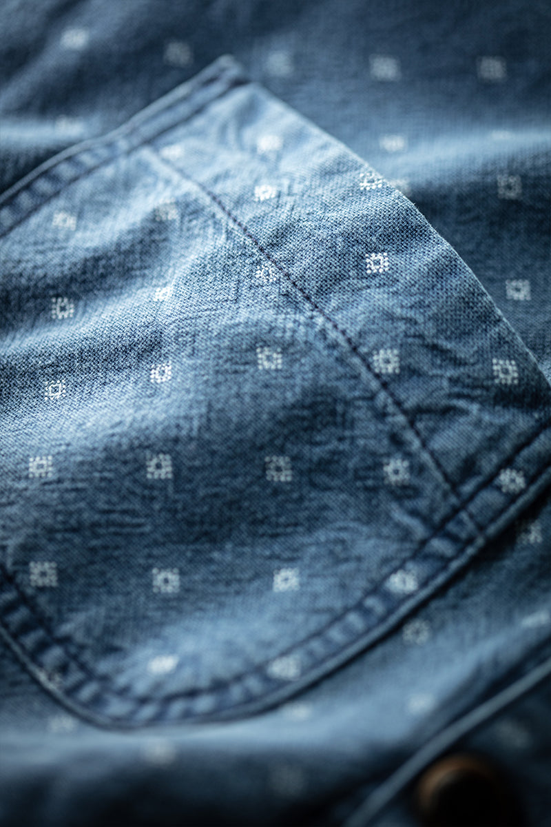 &SONS Drifter Indigo Pattern Waistcoat