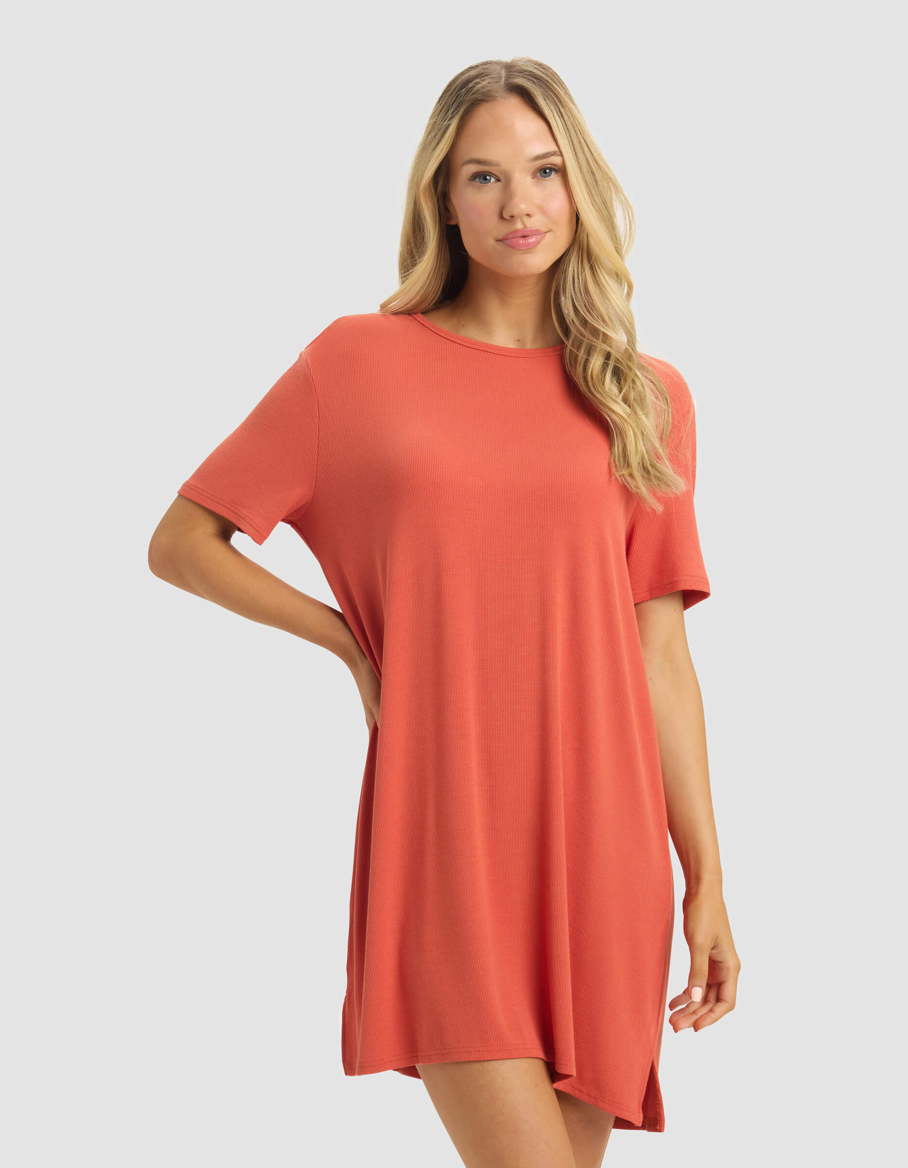Women's Bamboo Rib-Knit Boyfriend Sleep Dress