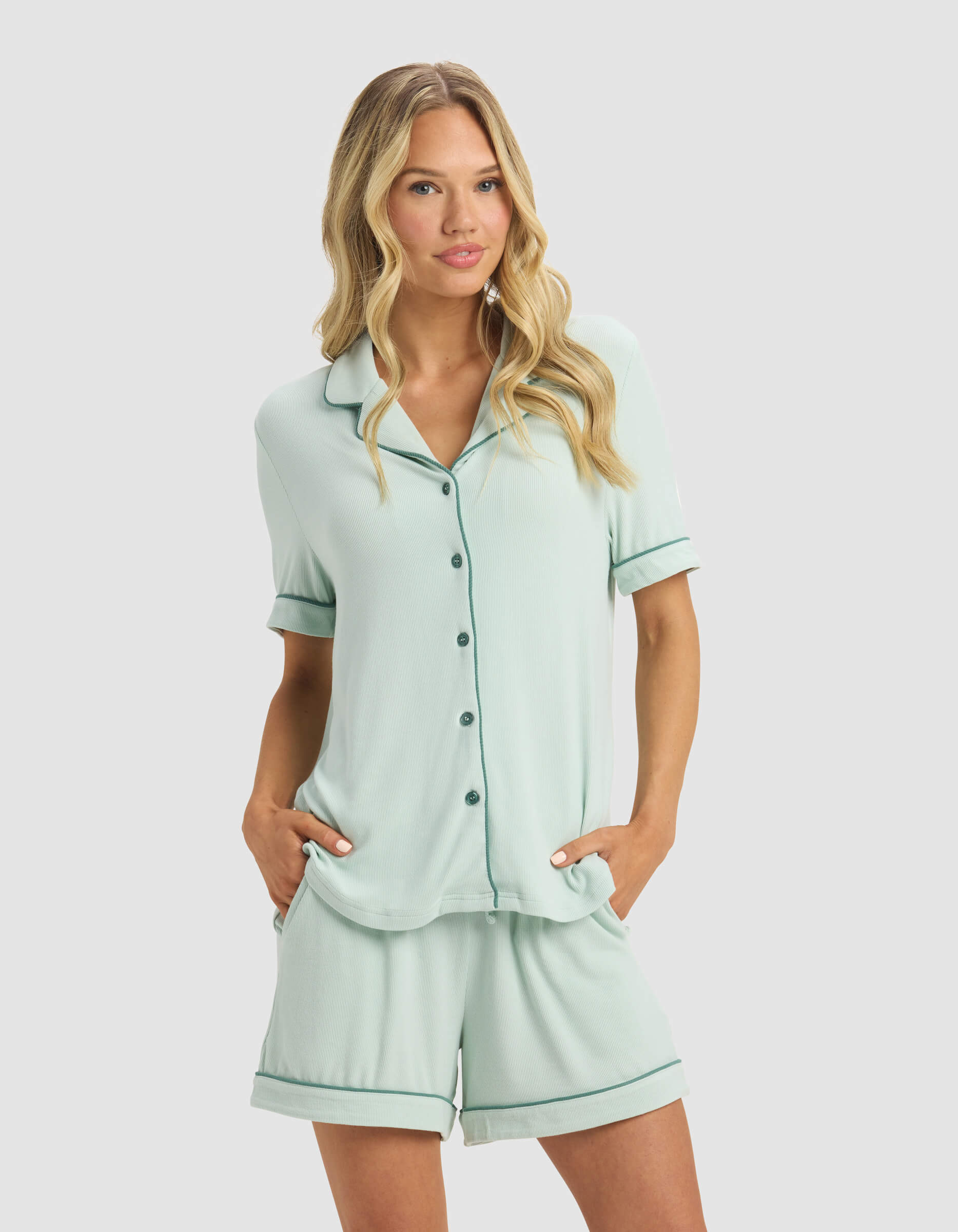Women's Bamboo Rib-Knit Classic Short Sleeve Pajama Set