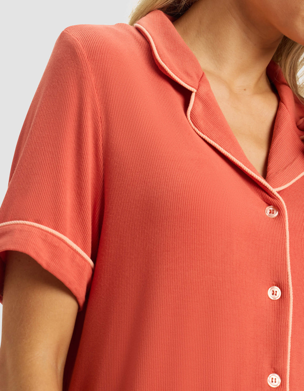 Women's Bamboo Rib-Knit Classic Short Sleeve & Pant Pajama Set