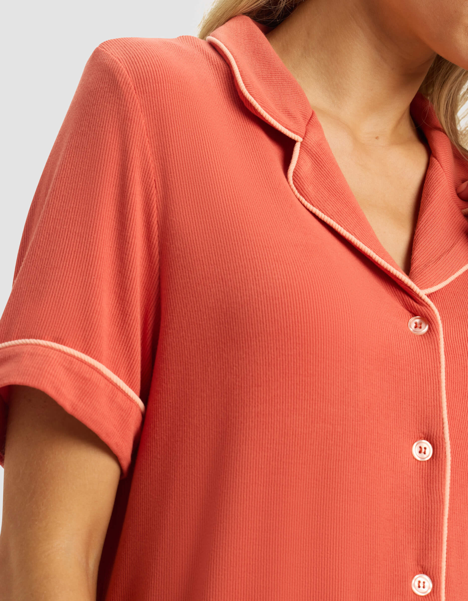 Women's Bamboo Rib-Knit Classic Short Sleeve & Pant Pajama Set