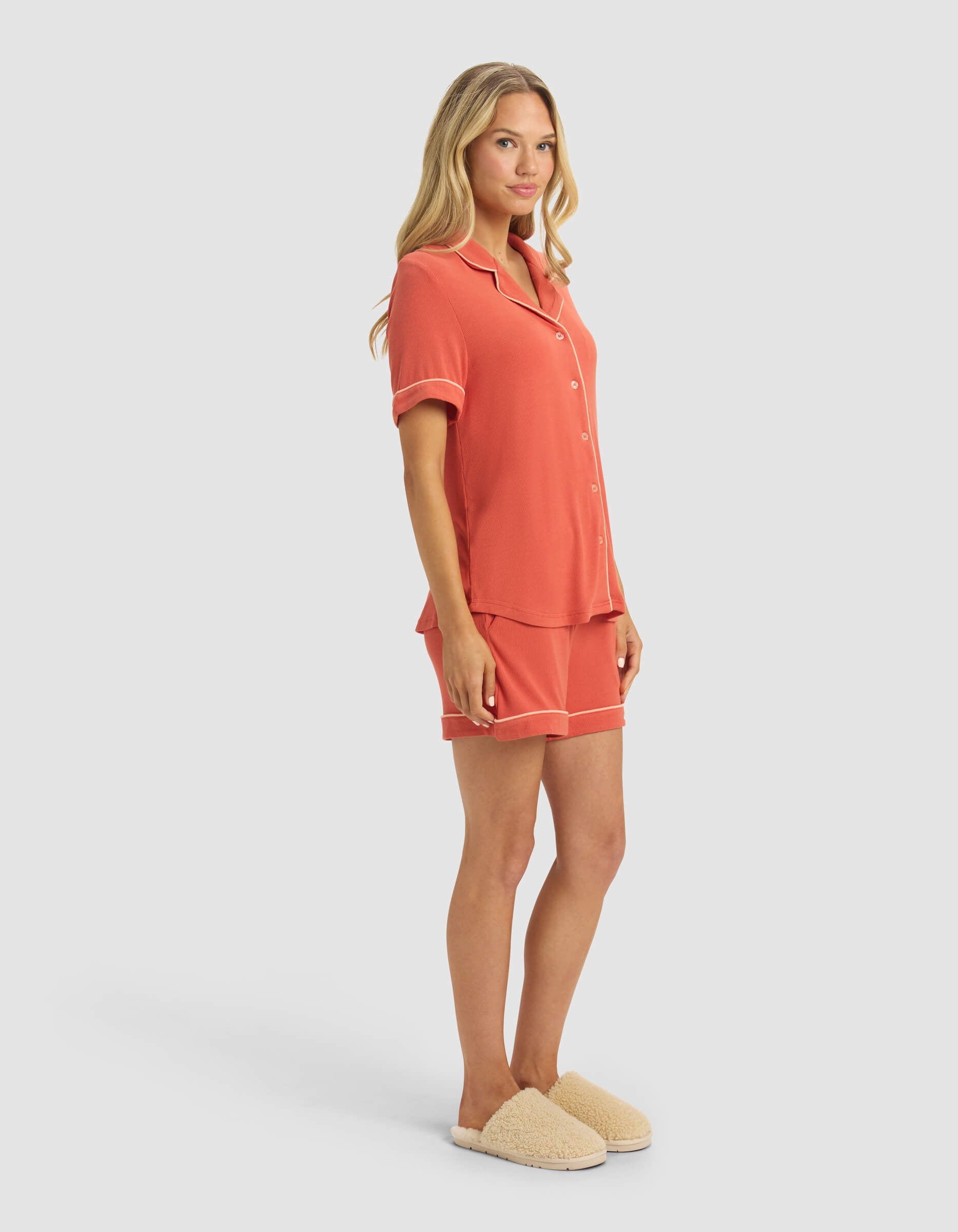 Women's Bamboo Rib-Knit Classic Short Sleeve Pajama Set
