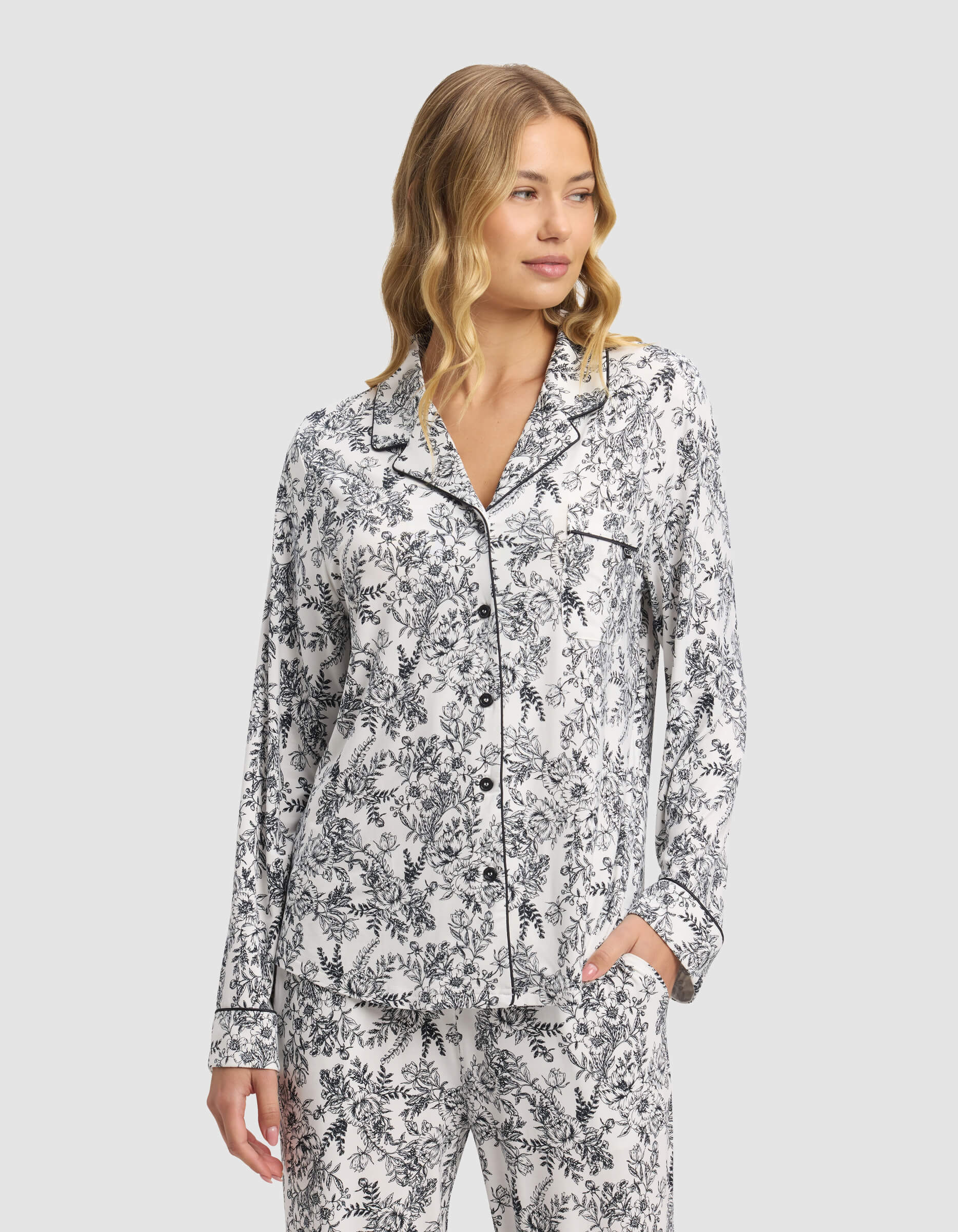 Women's Bamboo Stretch-Knit Long Sleeve Pajama Top
