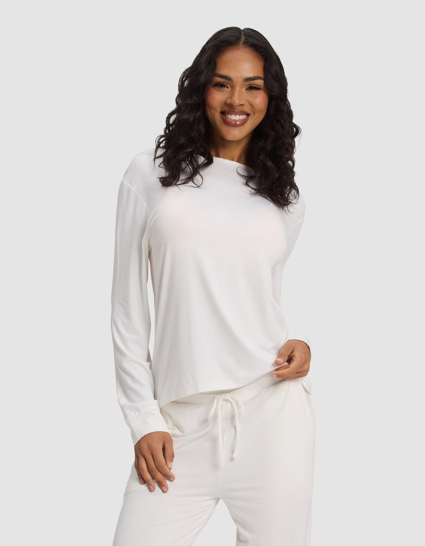 Women's Bamboo Stretch-Knit Long Sleeve Lounge Tee
