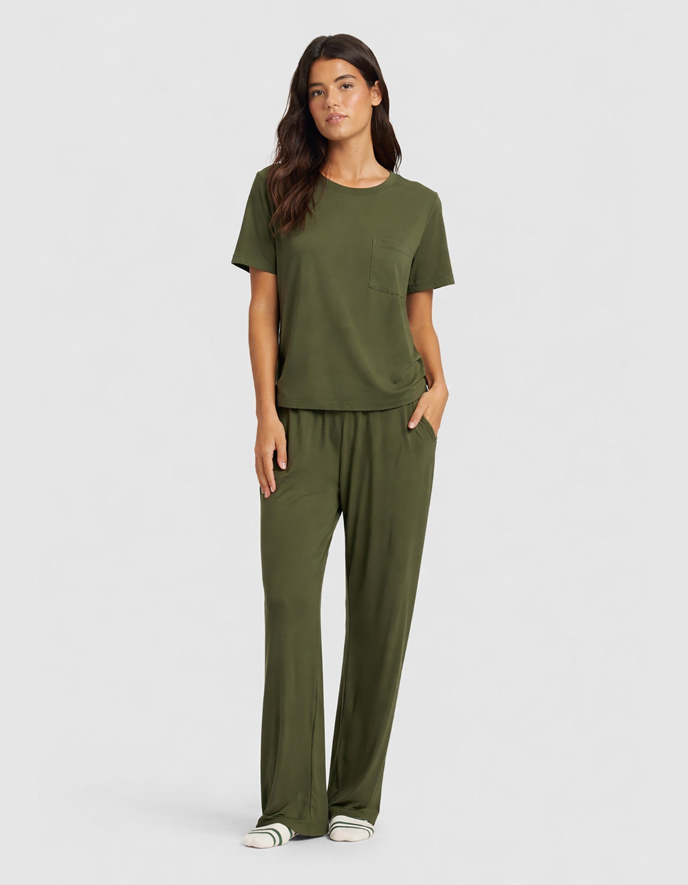 Women's Bamboo Stretch-Knit Lounge Tee & Pants Set