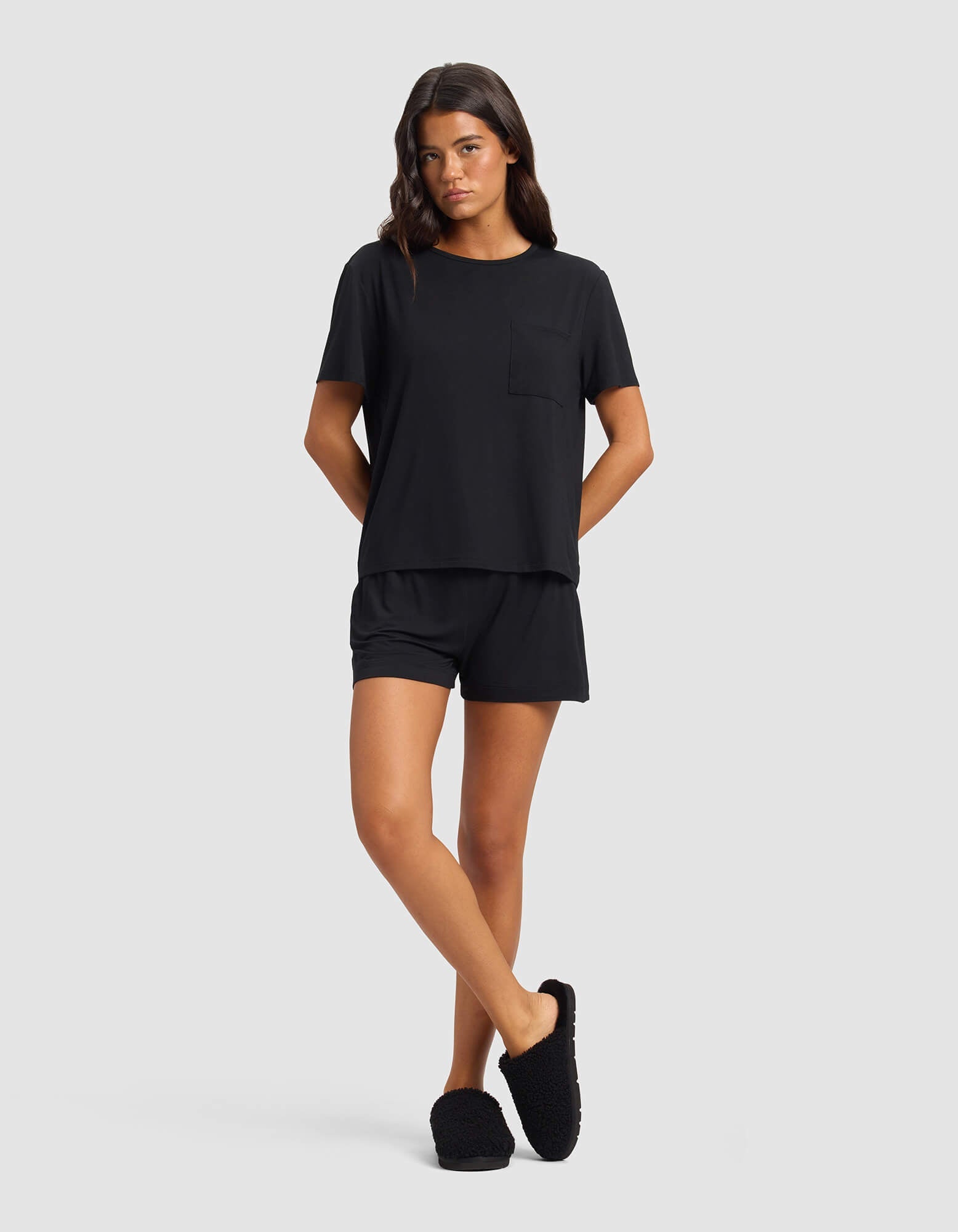 Women's Bamboo Stretch-Knit Lounge Tee & Shorts Set