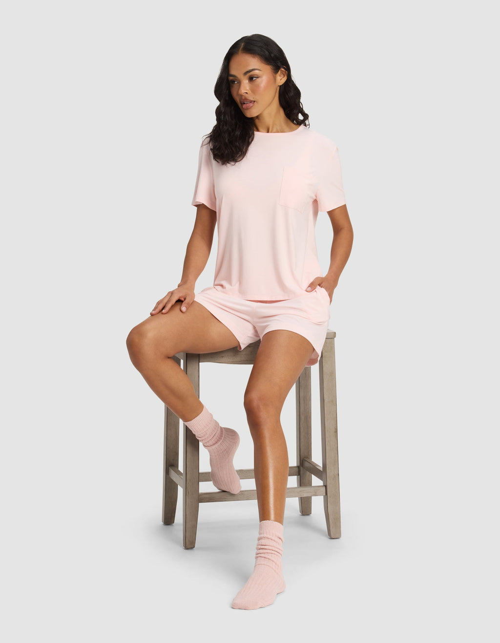 Women's Bamboo Stretch-Knit Lounge Tee & Shorts Set
