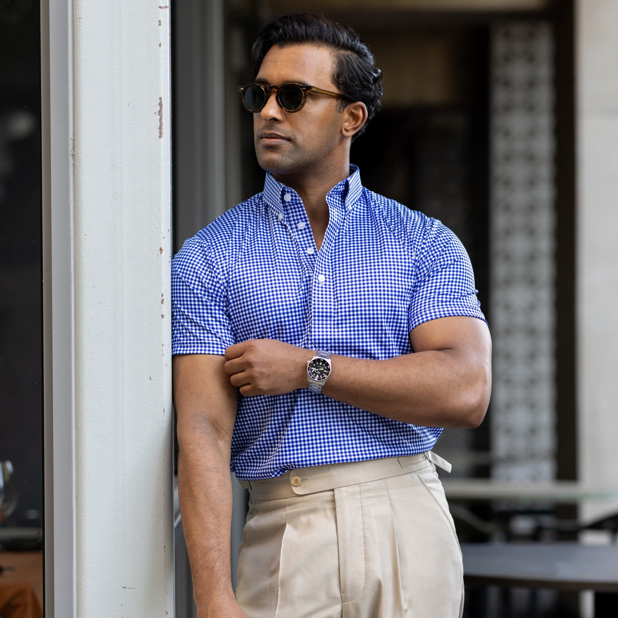 Oxford Button Down Collar Polo Blue Gingham Original