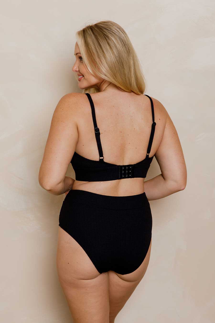 Byron High Waisted Bikini Bottom - Black Texture