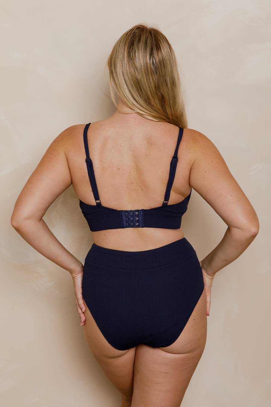 Byron Adjustable Bikini Top - Navy Texture