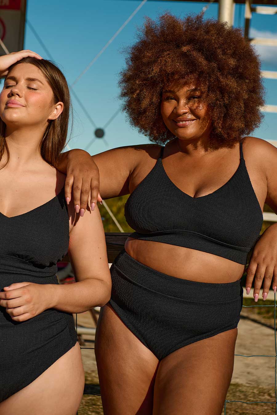Byron High Waisted Bikini Bottom - Black Texture