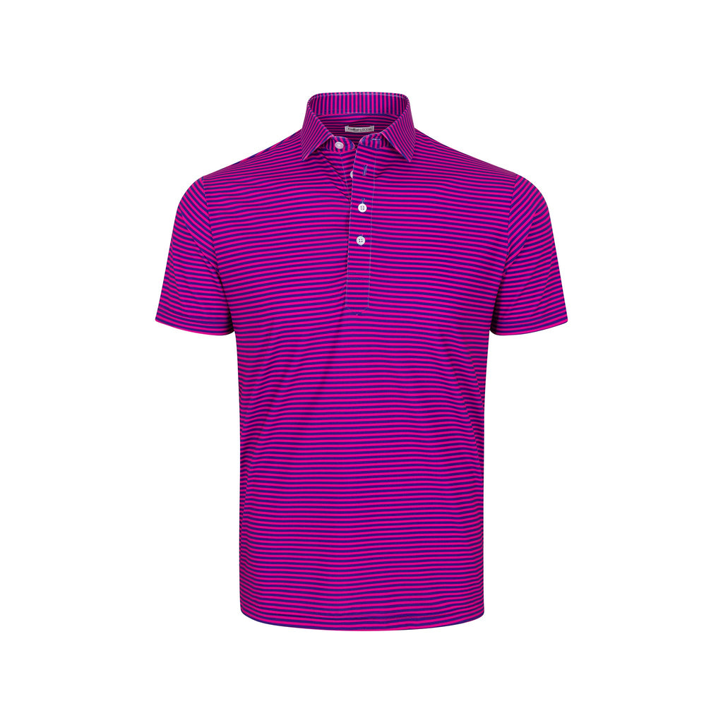 Featherweight Flex Polo Collins Berry with Navy Stripe