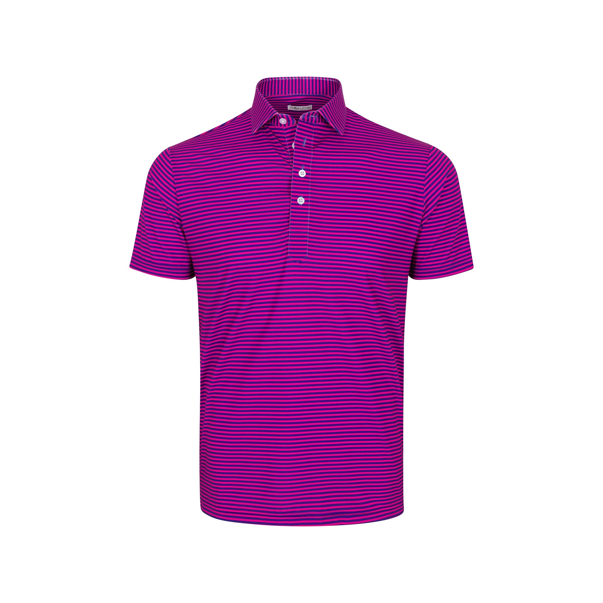 Featherweight Flex Polo Collins Berry with Navy Stripe