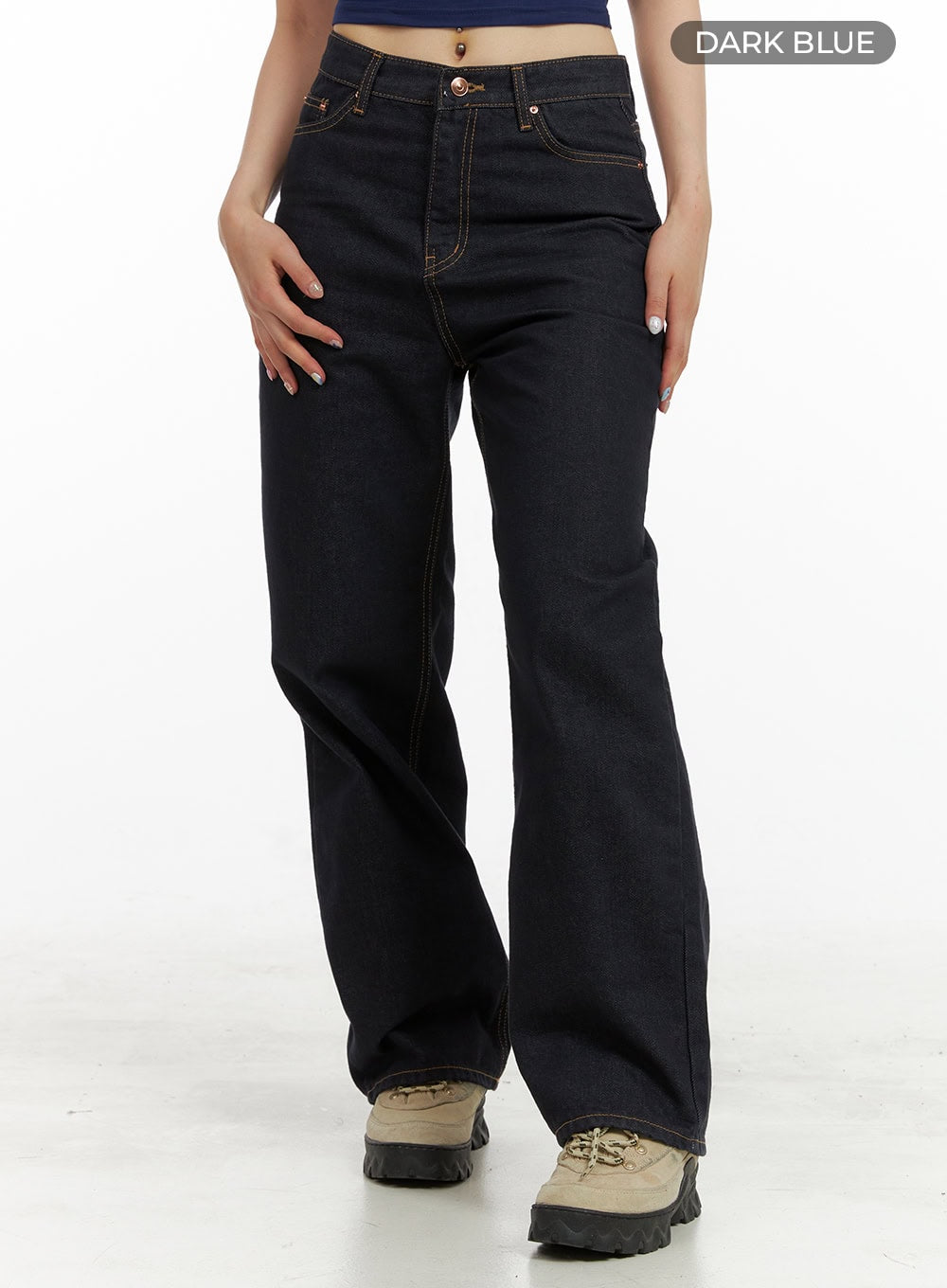 Indigo Stitched Straight Jeans CU424