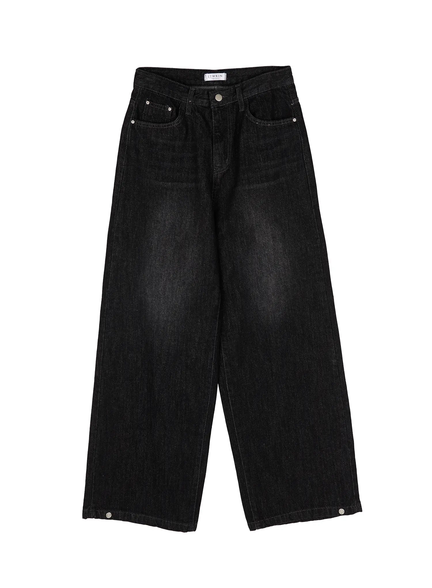 Jax Snap-Button Dark Wash Wide-Leg Jeans CY514