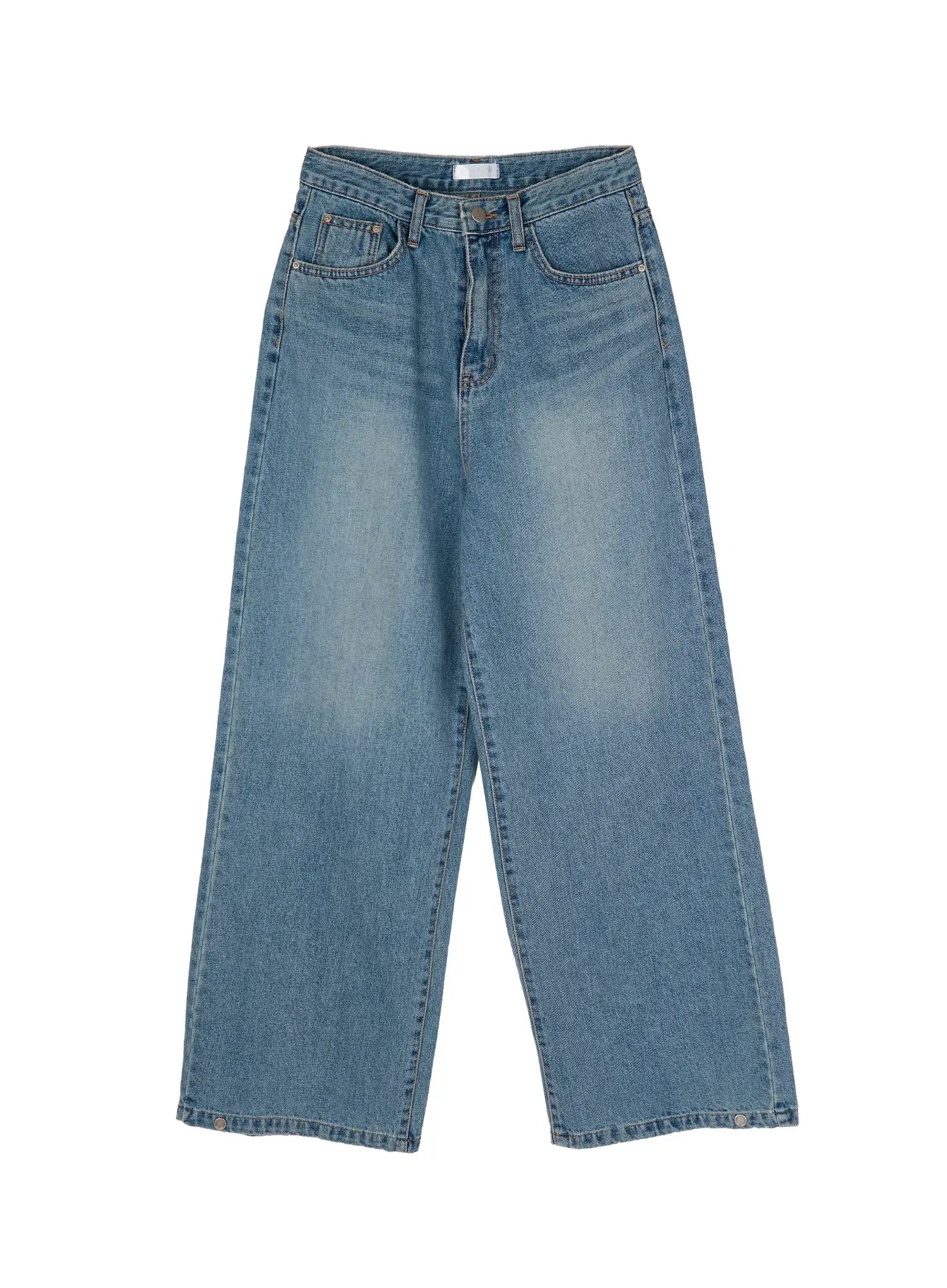 Shea Snap-Button Wide-Leg Jeans CY514