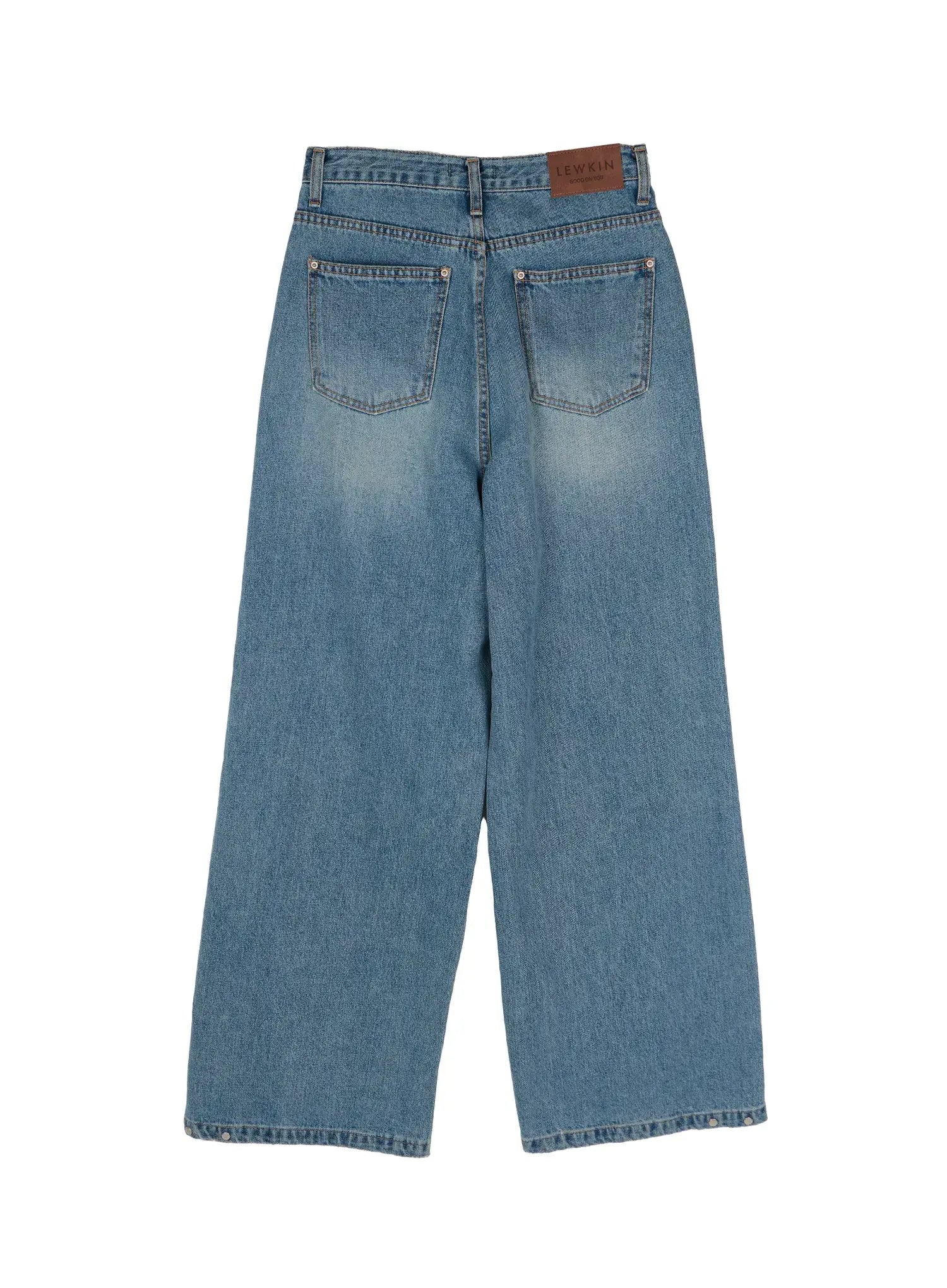 Shea Snap-Button Wide-Leg Jeans CY514