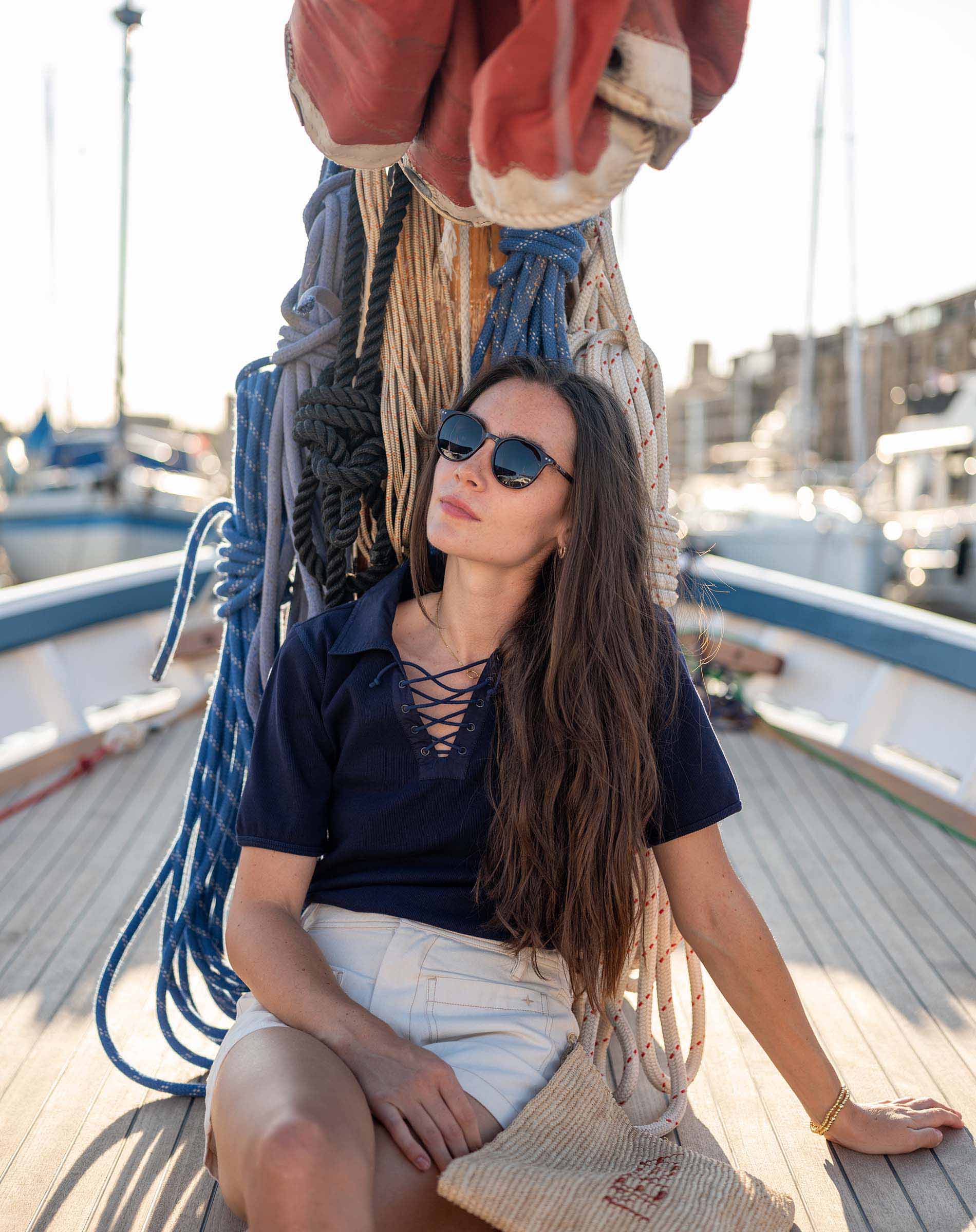Earhart Short Sleeve Lace Up Tee