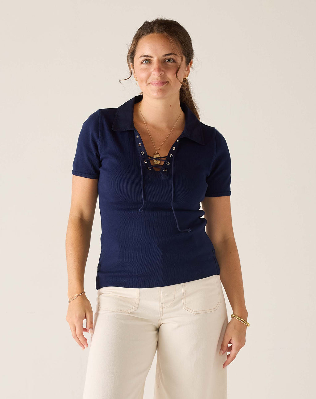 Earhart Short Sleeve Lace Up Tee