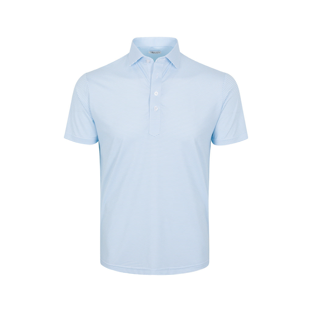 Featherweight Flex Polo Fairfield White And Light Blue Stripe