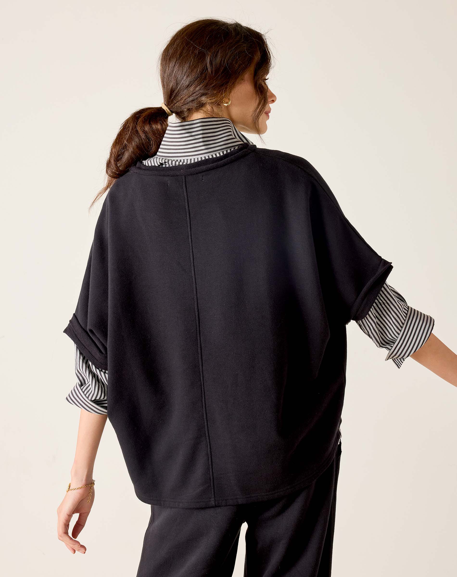 Frenchie Raw Edge V-Neck Sweatshirt