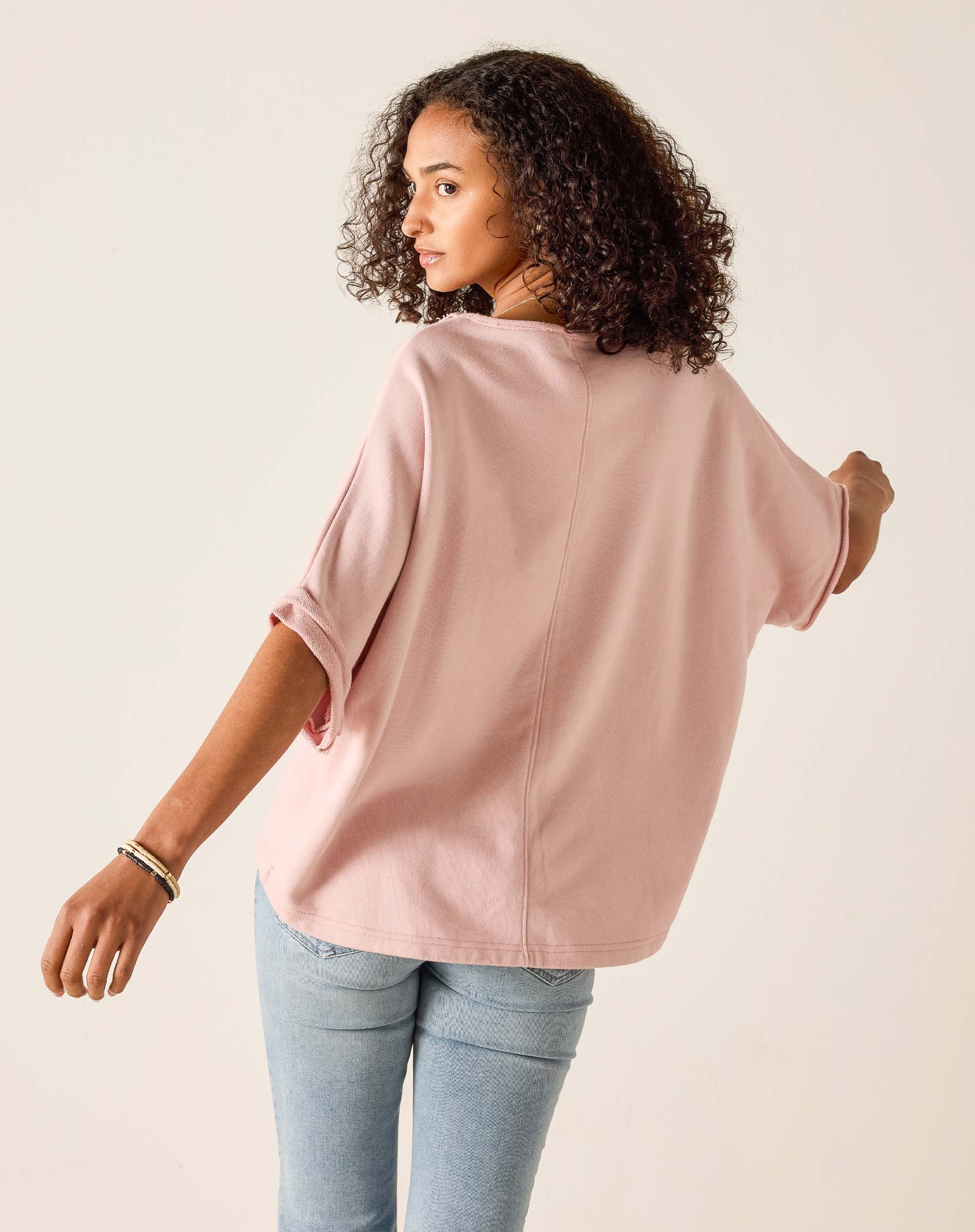 Frenchie Raw Edge V-Neck Sweatshirt