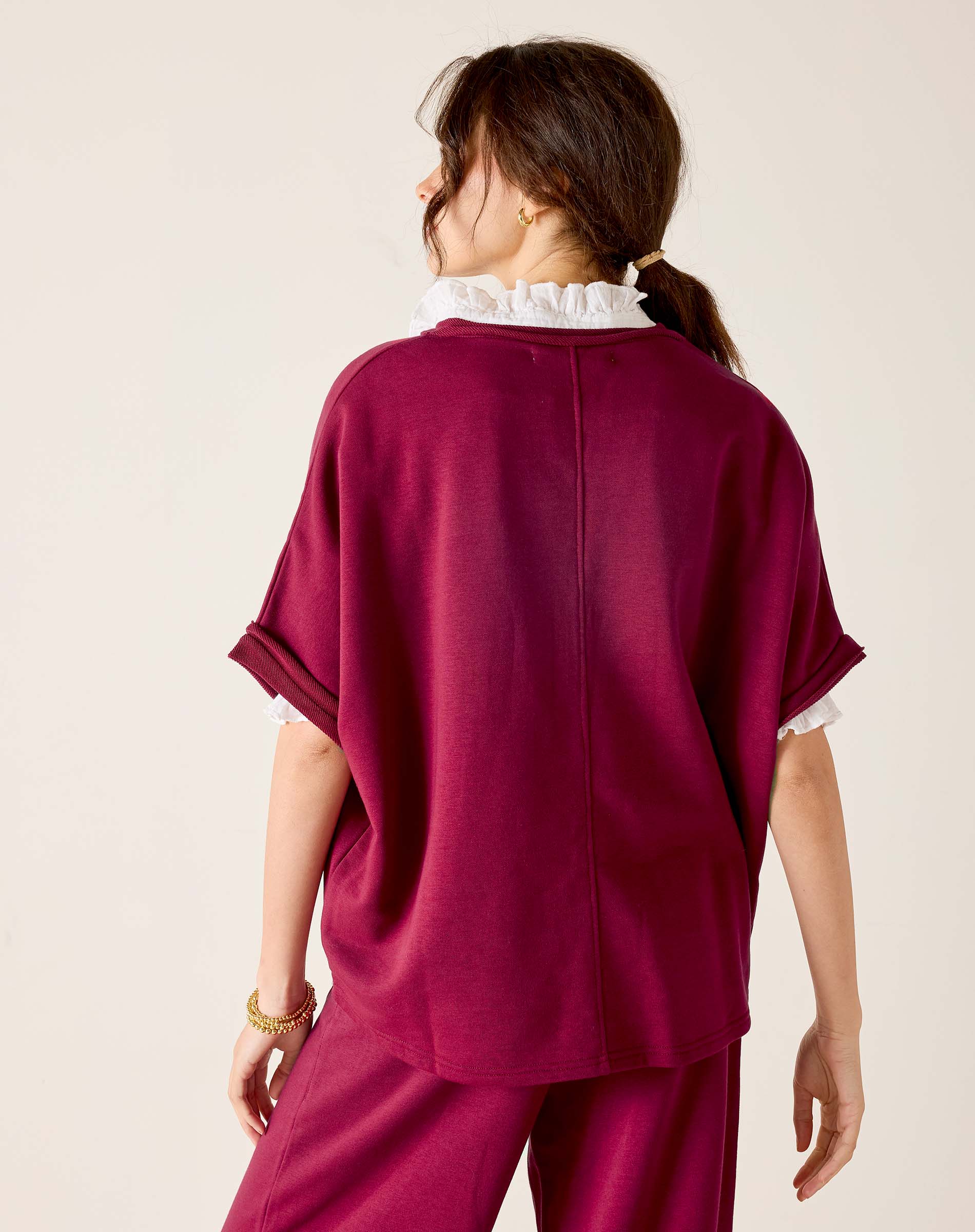 Frenchie Raw Edge V-Neck Sweatshirt