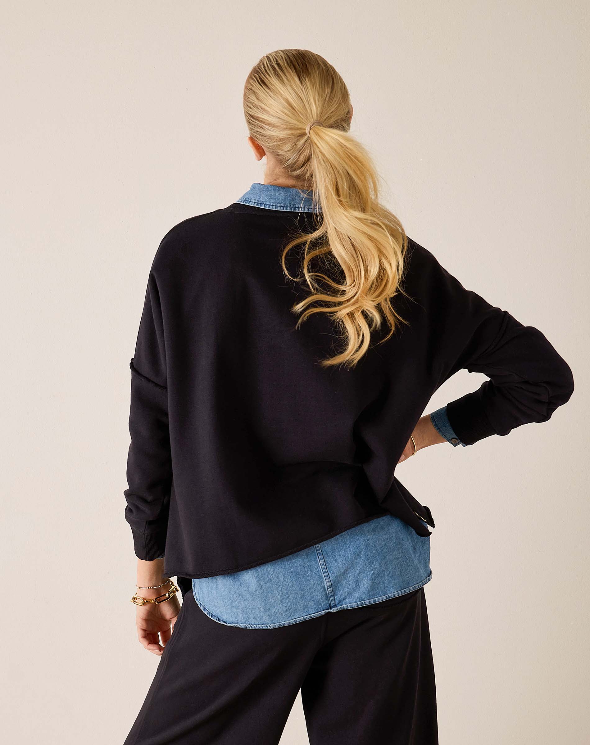Frenchie Zip Side Crewneck