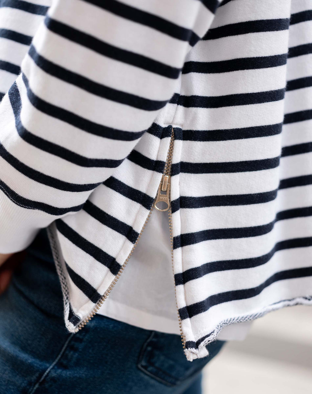 Frenchie Zip Side Crewneck