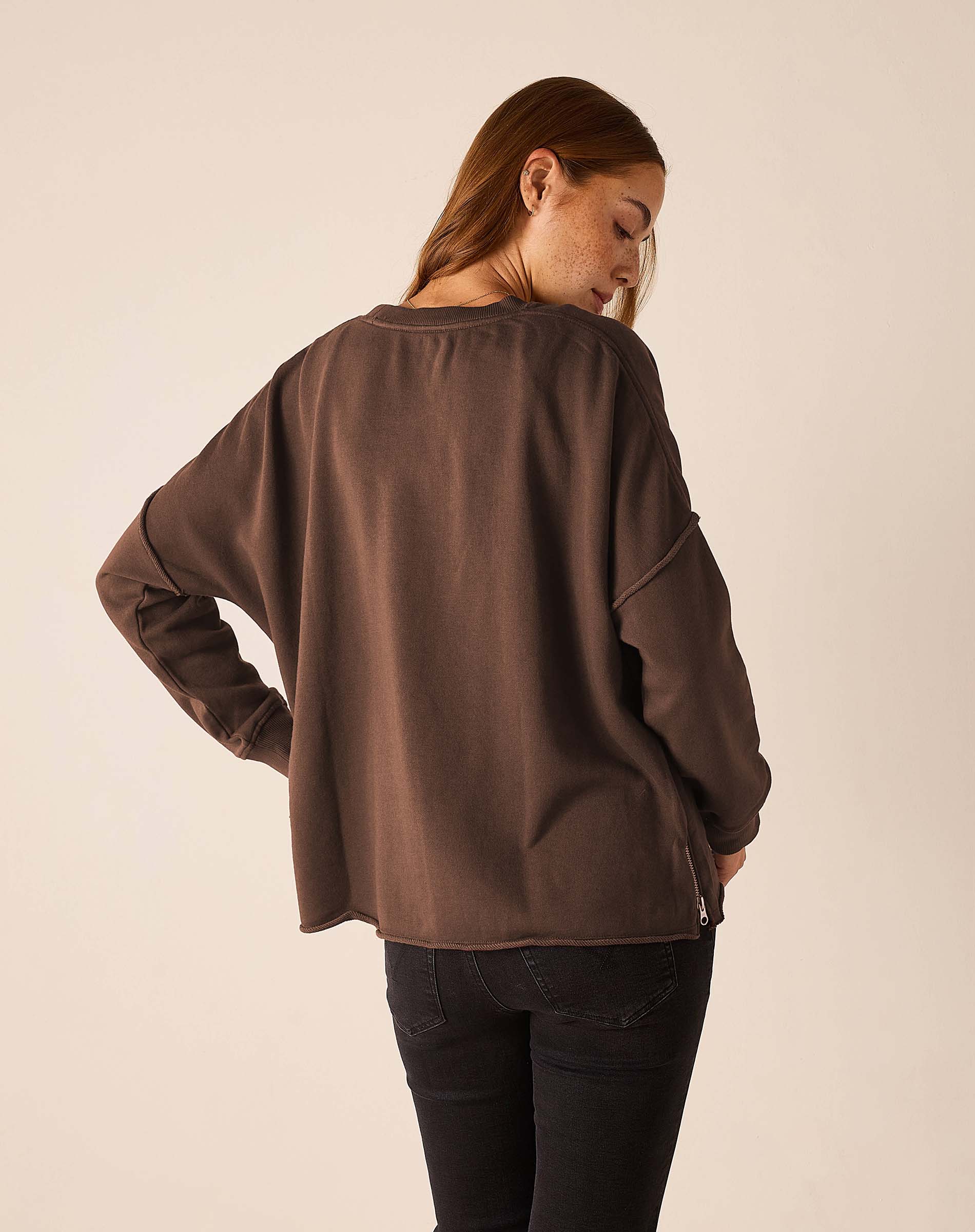Frenchie Zip Side Crewneck