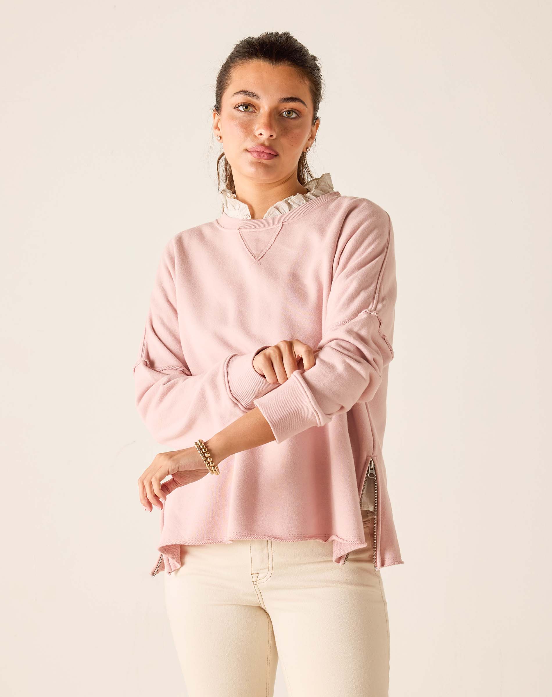 Frenchie Zip Side Crewneck