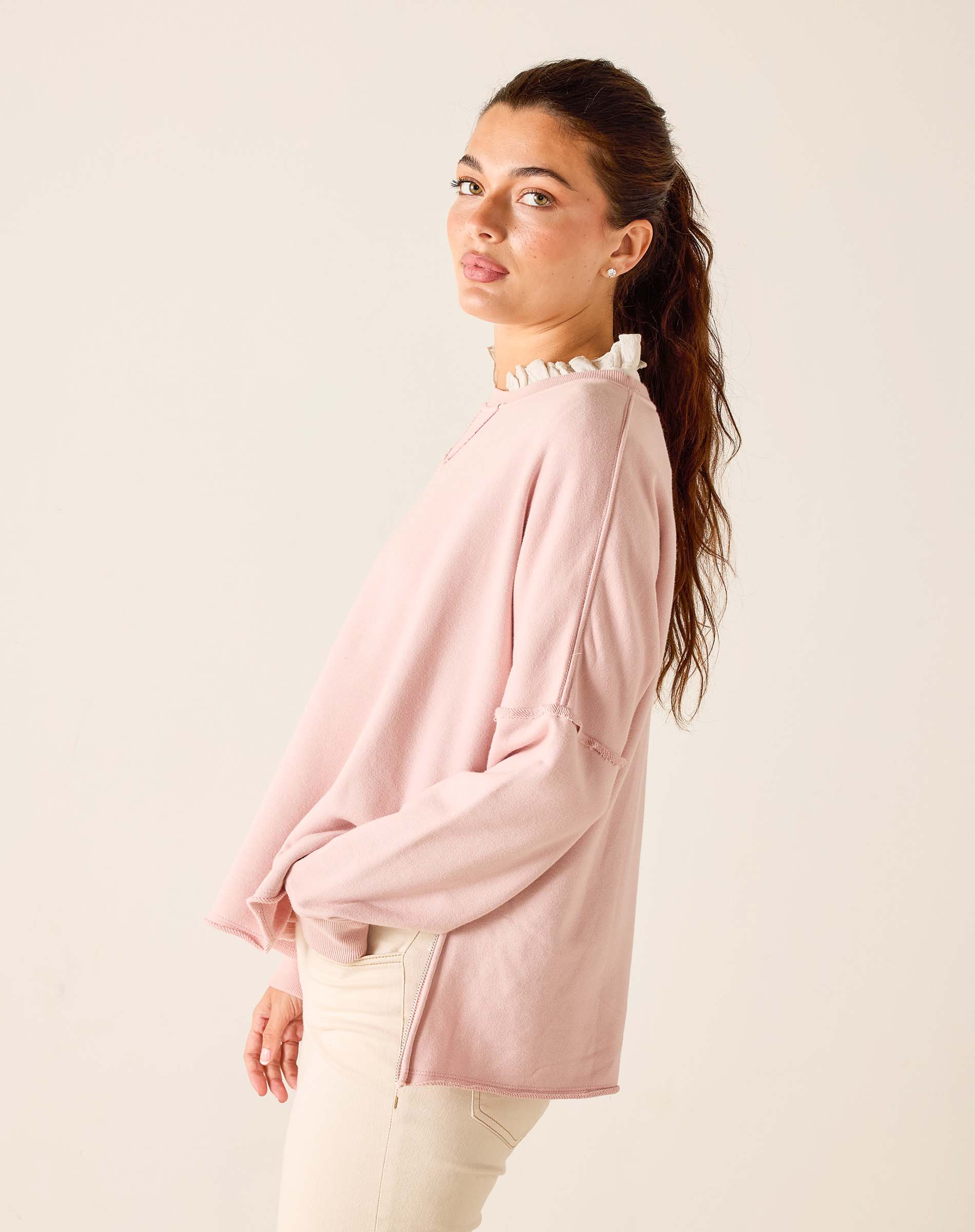 Frenchie Zip Side Crewneck
