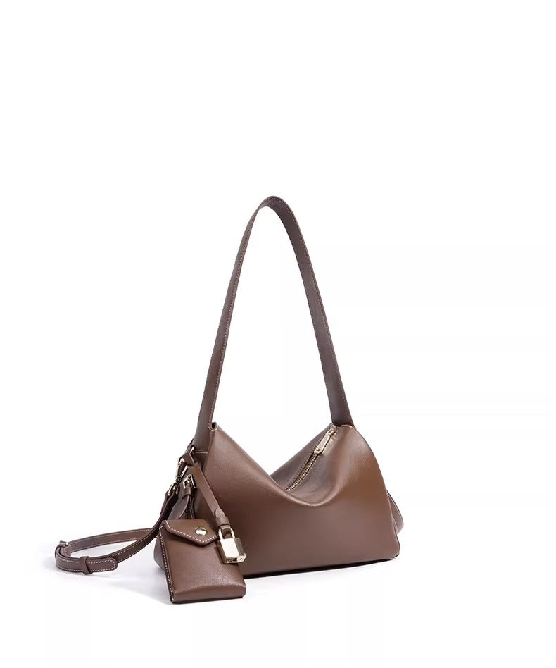 Genuine Leather Shoulder Bag “Soft Elegance” with Adjustable Strap