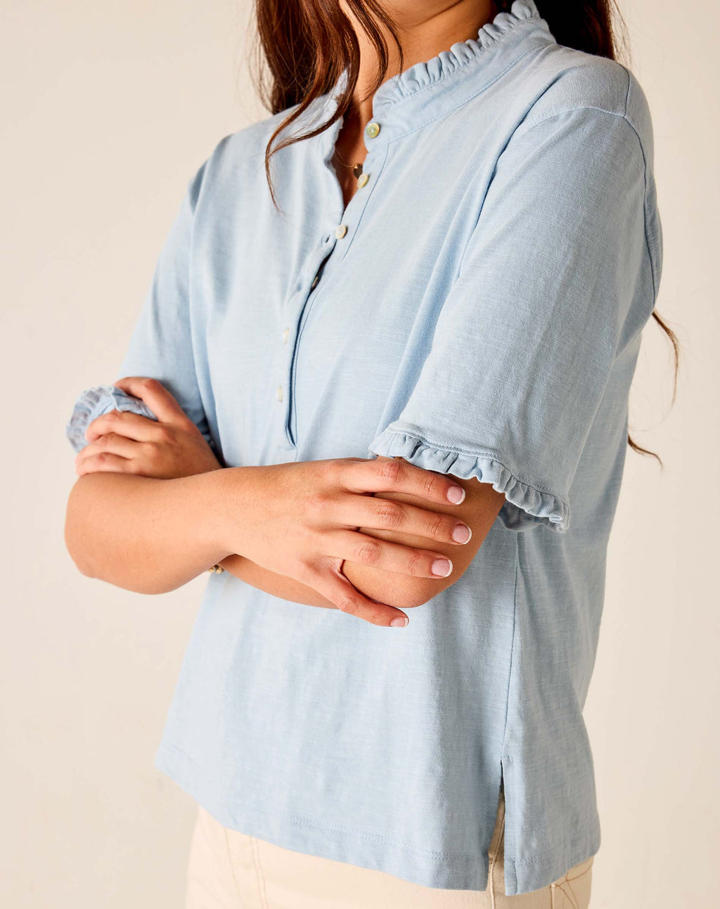 Josephine Ruffle Henley Tee