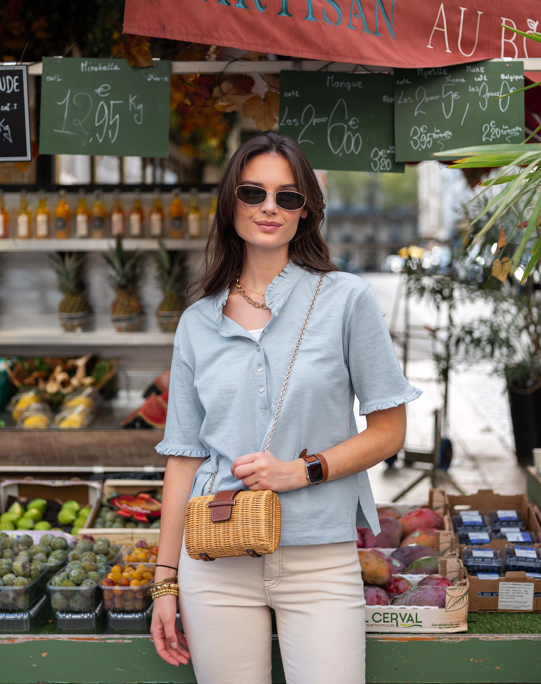 Josephine Ruffle Henley Tee
