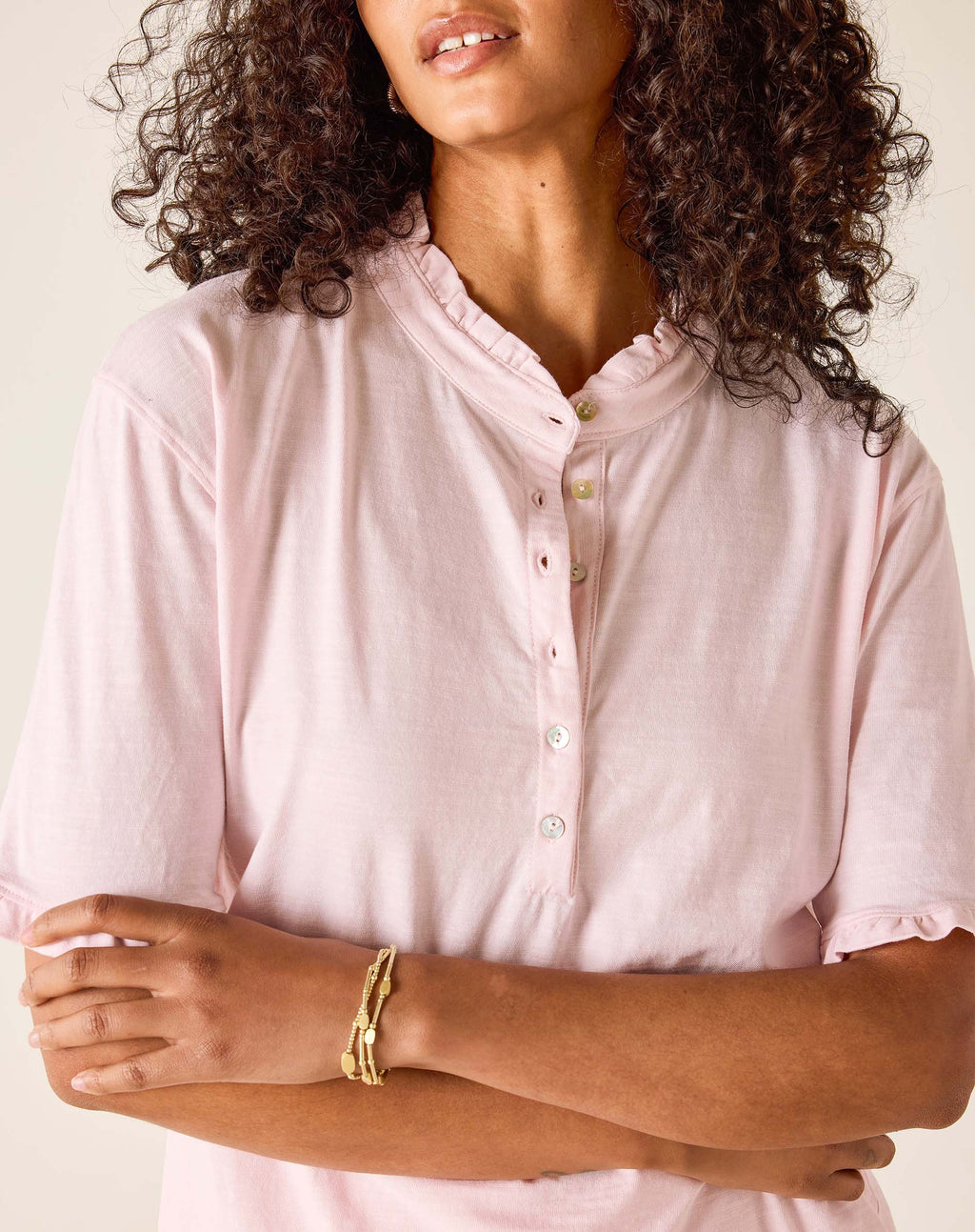 Josephine Ruffle Henley Tee